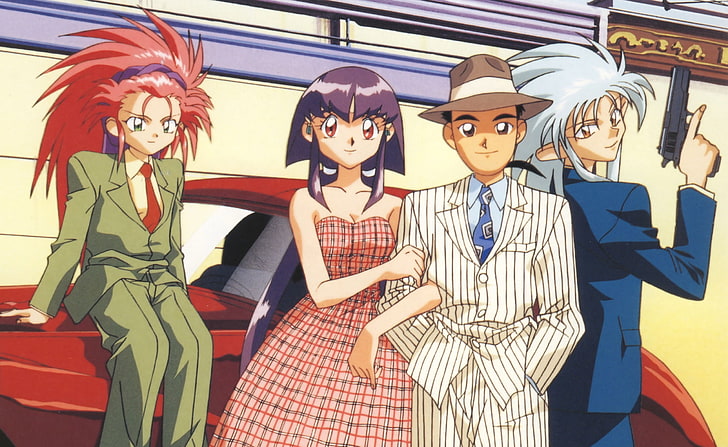 Tenchi Muyo!, four anime characters digital wallpapers, Artistic