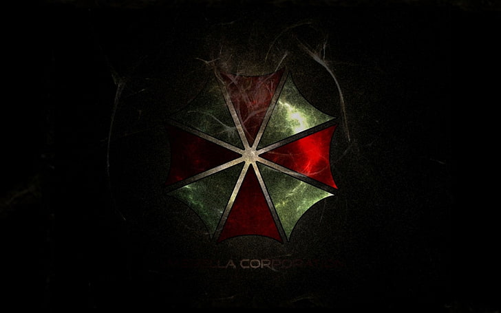 red and green logo illustration, Resident Evil, Umbrella Corporation