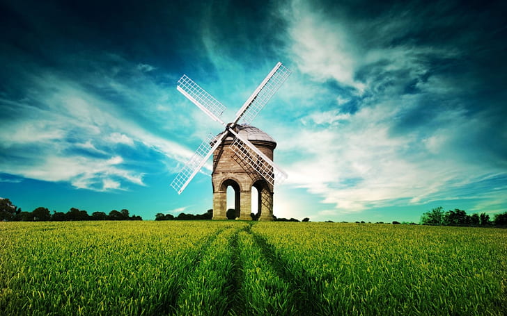 Superb Windmill, nature, landscape, background, HD wallpaper