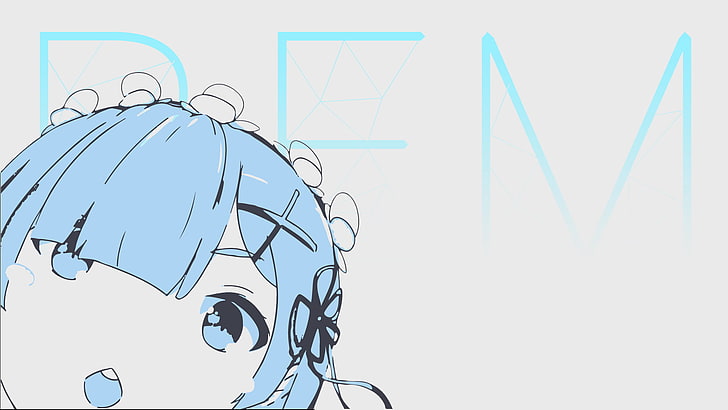 blue haired female sketch, Rem (Re: Zero), anime girls, Re:Zero Kara Hajimeru Isekai Seikatsu, HD wallpaper
