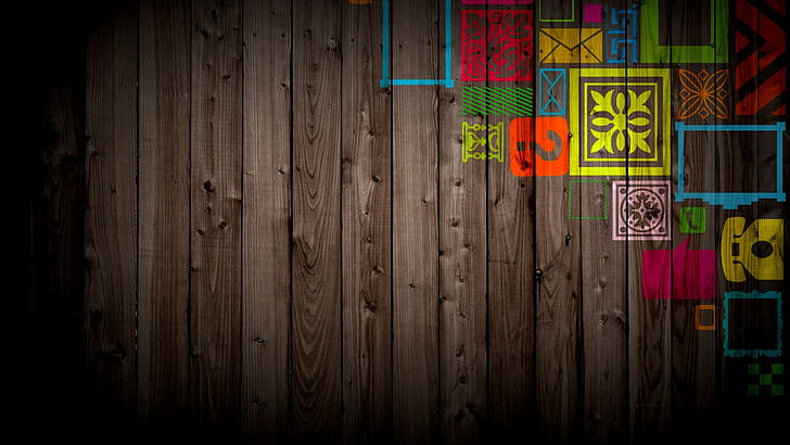 wall, wood, wooden surface, colorful, HD wallpaper