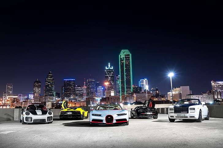 Vehicles, Car, Bugatti, Bugatti Chiron, Lamborghini, Lamborghini Aventador, HD wallpaper
