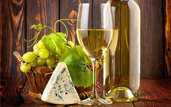 wine, cheese, grapes, alcohol, food, food and drink, glass, HD wallpaper