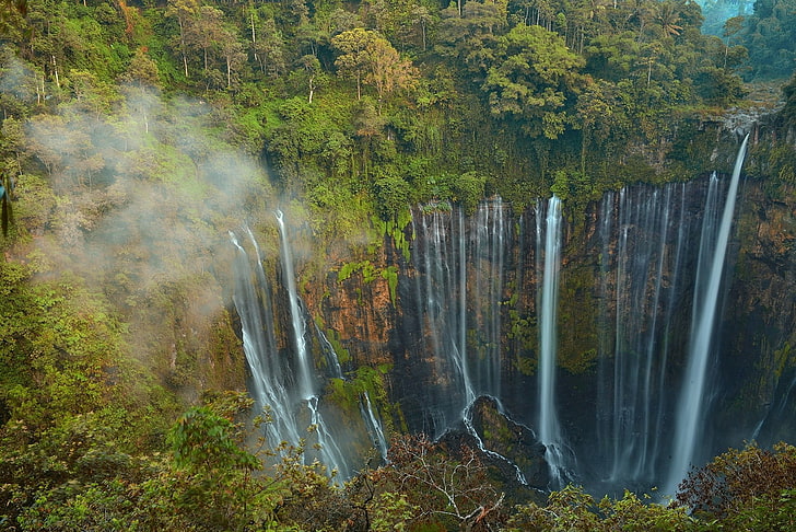 waterfalls, nature, landscape, jungle, Java, Indonesia, forest