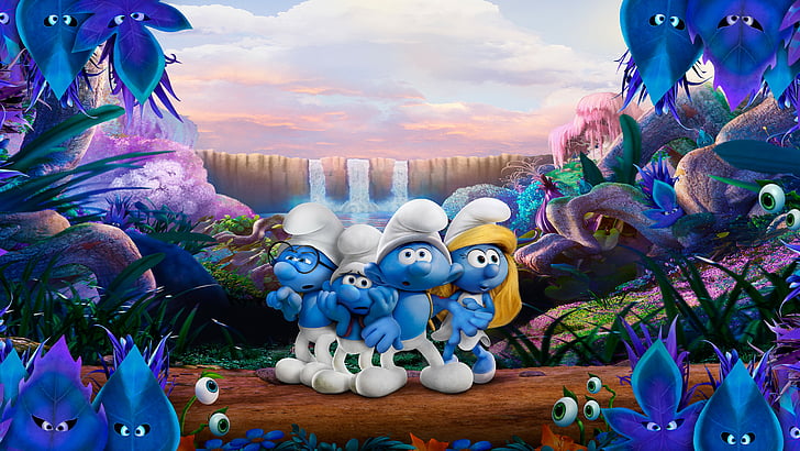 Smurfs: The Lost Village, Hefty, Clumsy, Smurfette, best animation movies, HD wallpaper