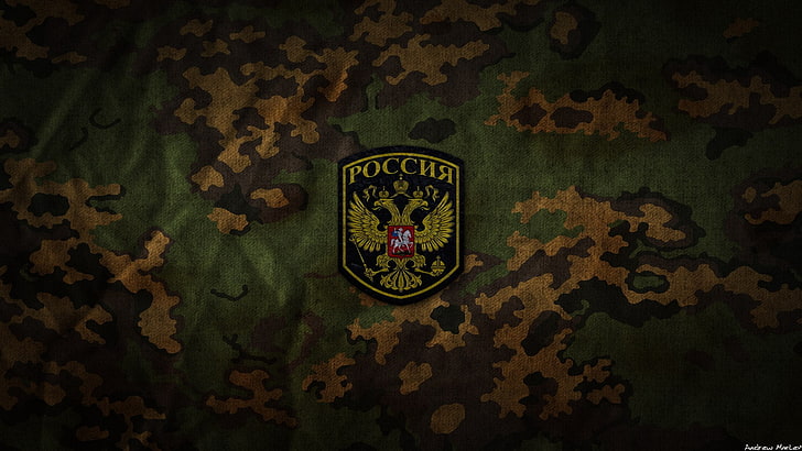 Poccnr logo illustration, Army, Russia, Camouflage, by Andrew Marley, HD wallpaper