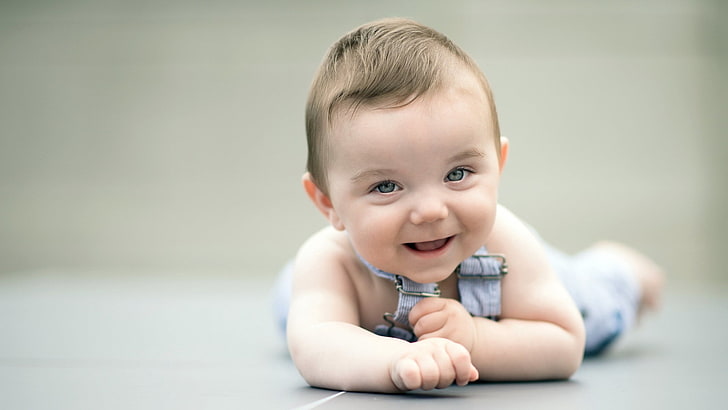 baby's blue denim rompers, lie, boy, suit, child, cute, caucasian Ethnicity, HD wallpaper
