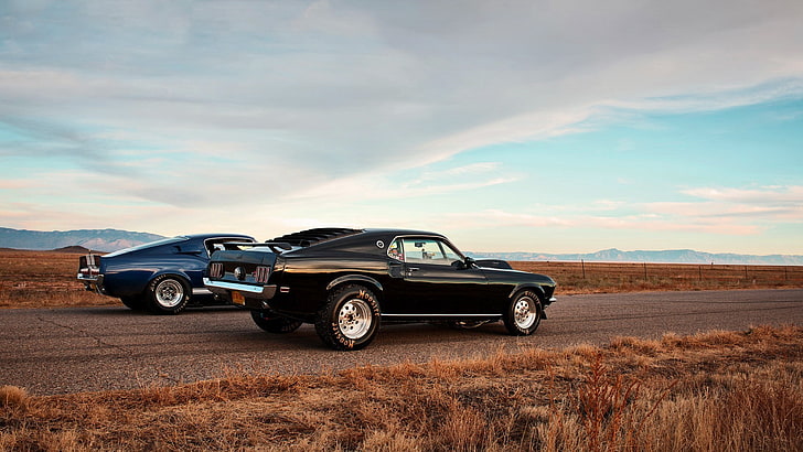 black muscle car, Ford Mustang, Shelby GT500, mode of transportation, HD wallpaper