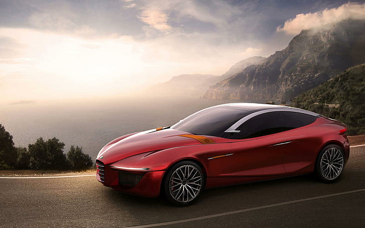 2013 Alfa Romeo Gloria Concept, red sports coupe, cars, HD wallpaper