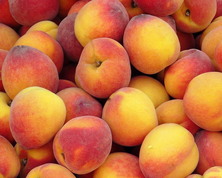 peach fruit lot, peaches, healthy eating, food, food and drink, HD wallpaper