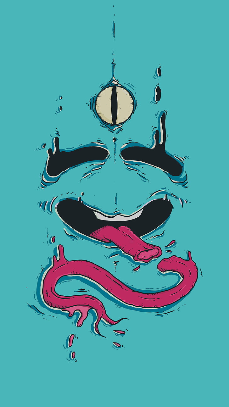 monster wallpaper, vector, illustration, face, tongues, creativity