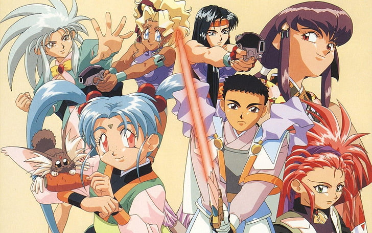 anime, Tenchi Muyo!, women, group of people, adult, art and craft