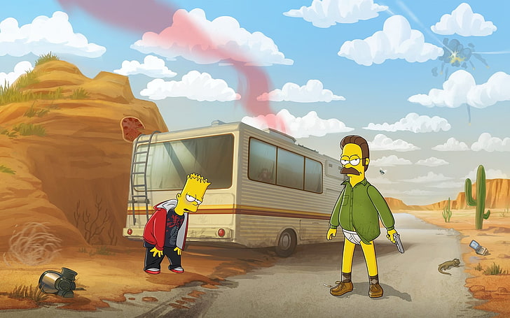 Bart Simpson, Breaking Bad, Crossover, humor, Ned Flanders