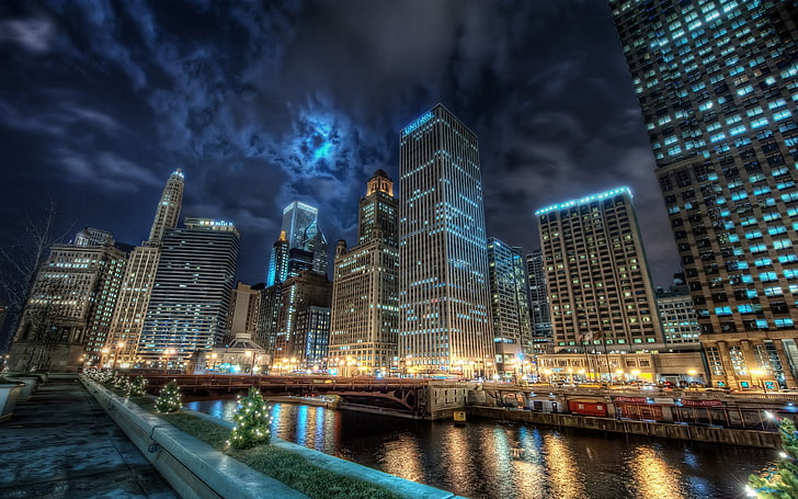 high-rise buildings, cityscape, Chicago, architecture, built structure