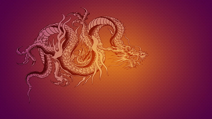 orange dragon illustration, fiction, paint, figure, colors, fantasy, HD wallpaper