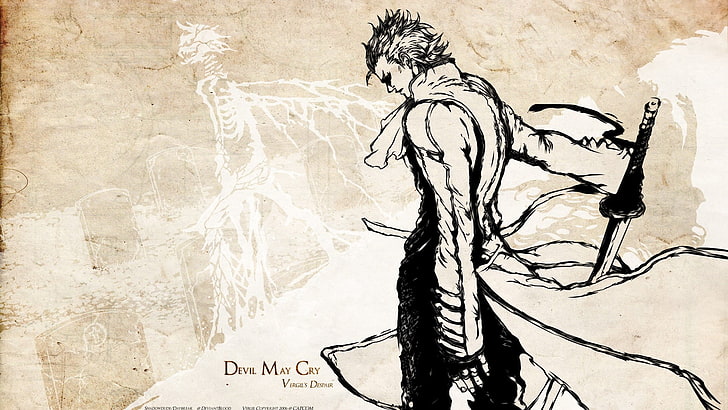 Devil May Cry wallpaper, Vergil, video games, artwork, wall - building feature, HD wallpaper