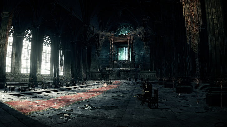 indoor castle digital artwork, Dark Souls III, architecture, built structure