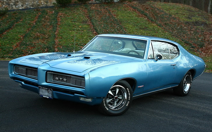 car, Pontiac, GTO, blue cars, mode of transportation, motor vehicle, HD wallpaper