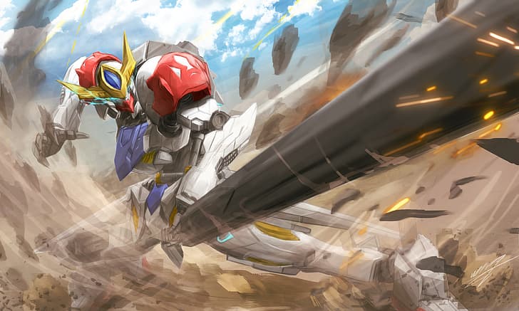 anime, mechs, Super Robot Taisen, Gundam Barbatos Lupus, Mobile Suit Gundam: Iron-Blooded Orphans, HD wallpaper