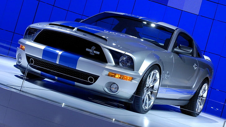 silver Ford Shelby Cobra coupe, Ford Mustang, muscle cars, motor vehicle, HD wallpaper