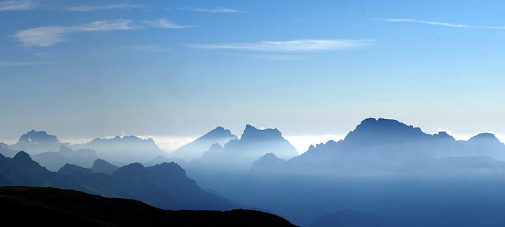 clouds at mountain peak, Morning View, Cima, Val  di  Fiemme, HD wallpaper