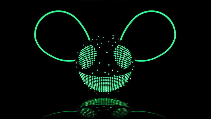 deadmau5, music, reflection, simple background, green color, HD wallpaper
