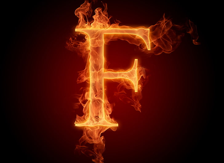 burning letter-F wallpaper, fire, flame, alphabet, Litera, fire - Natural Phenomenon