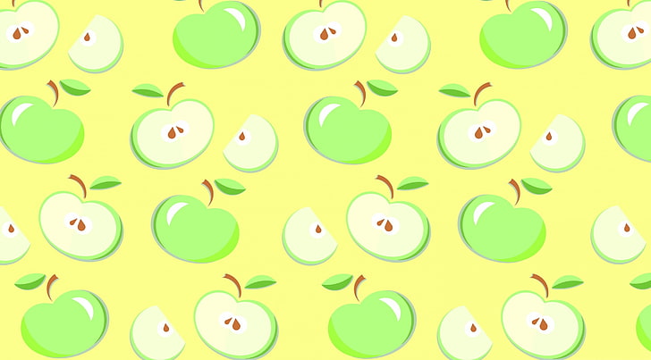 HD wallpaper: Green Apples, Aero, Patterns, Vector, Yellow, cartoon, green  color | Wallpaper Flare