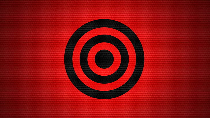 artwork, circle, minimalism, digital art, red background, HD wallpaper