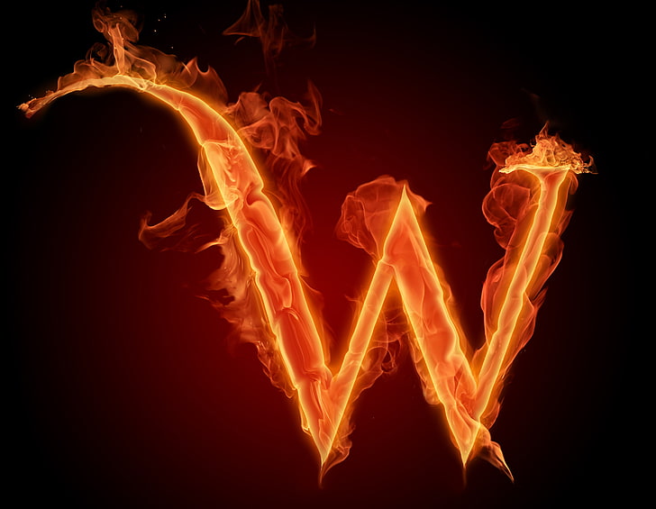red letter W clip art, fire, flame, Litera, burning, heat - temperature, HD wallpaper