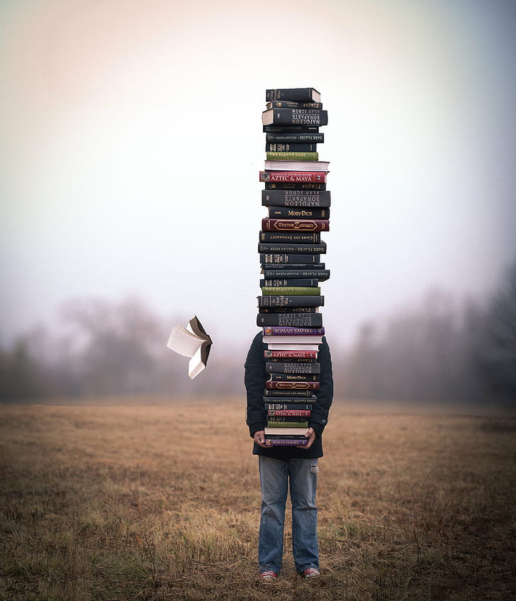 person standing carrying assorted books during daytime, For the love, HD wallpaper
