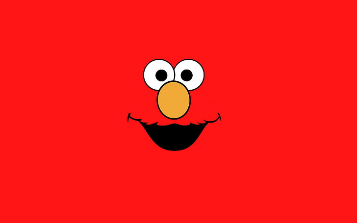 Sesame Street Elmo illustration, minimalism, red, smiling, fun