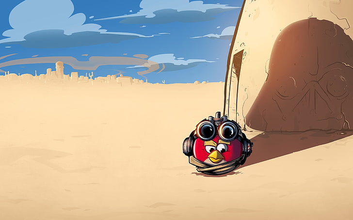 black and red floral ceramic vase, Star Wars, Angry Birds, desert, HD wallpaper