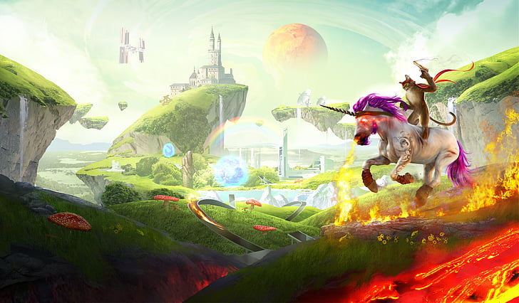white and purple unicorn, Trials Fusion, Awesome Level Max, HD wallpaper