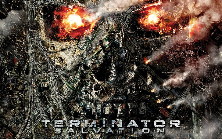 movies, Terminator, Terminator Salvation, burning, no people