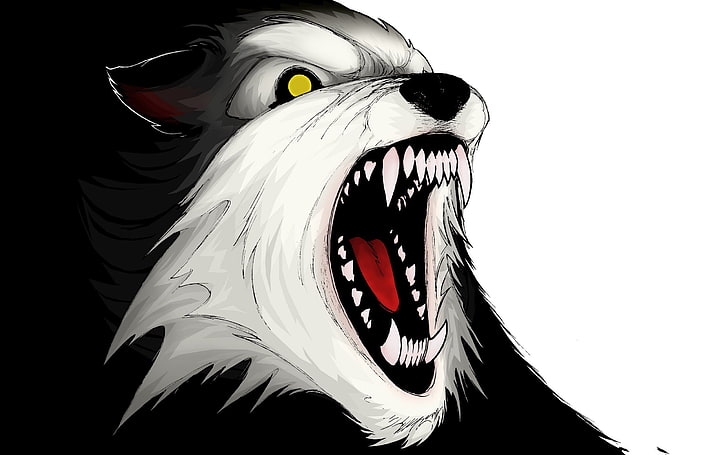 wolf illustration, aggression, teeth, vector, animal, carnivore