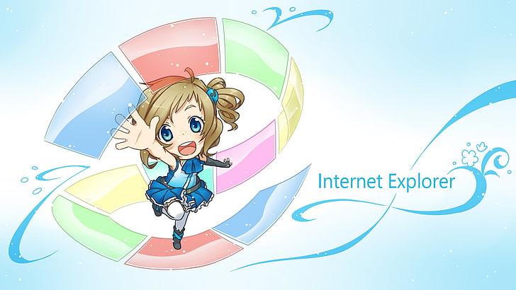 Aizawa Inori , chibi, Internet Explorer, anime girls, open mouth