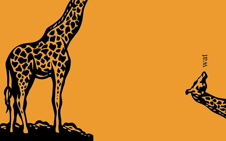 Giraffe illustration, minimalism, giraffes, mammal, animal themes, HD wallpaper