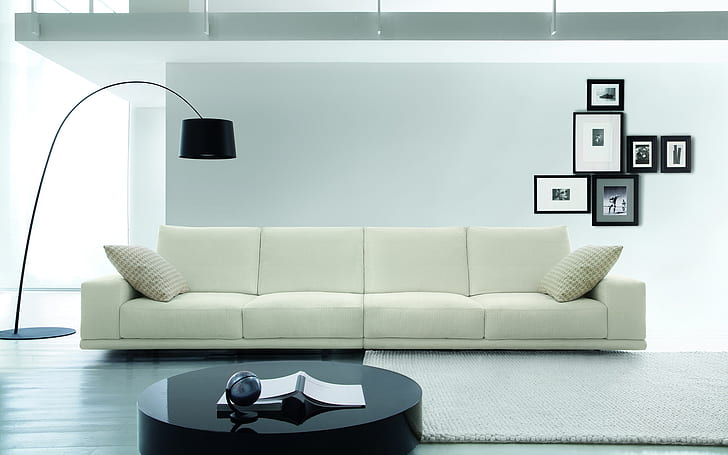 Interesting Living Room, sofa, furniture, design, interior, HD wallpaper