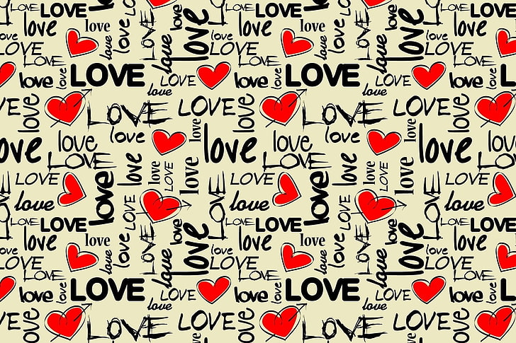 love text illustration, art, texture, colorful, heart, heart Shape, HD wallpaper
