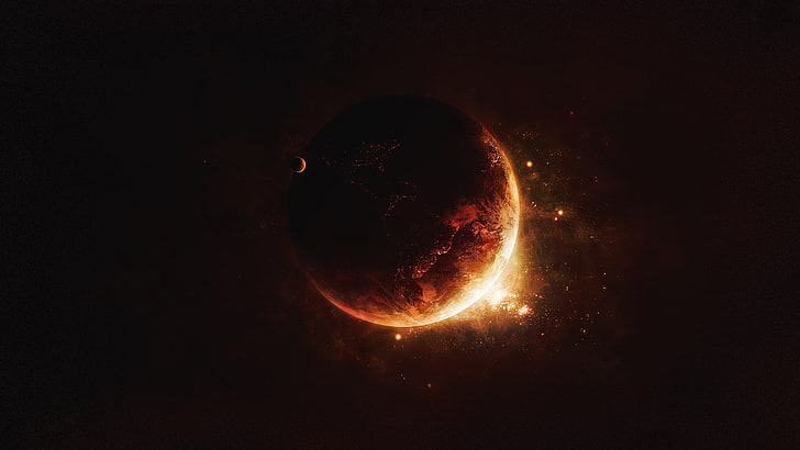 Solar Eclipse wallpaper, planet, Earth, space art, digital art