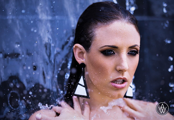Angela White, model, women, water, portrait, one person, young adult, HD wallpaper