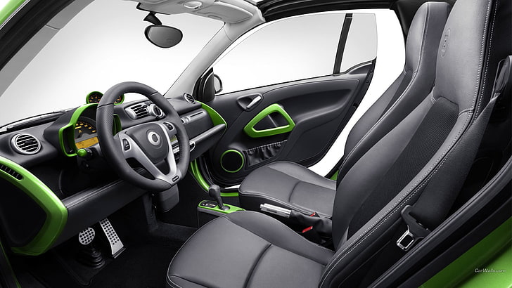 black and gray steering wheel, car, Smart Brabus, electric car, HD wallpaper