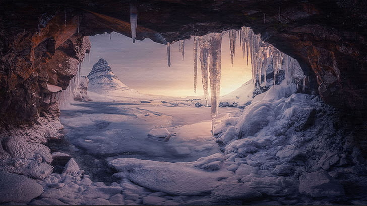 Caves, Ice, Snow, HD wallpaper