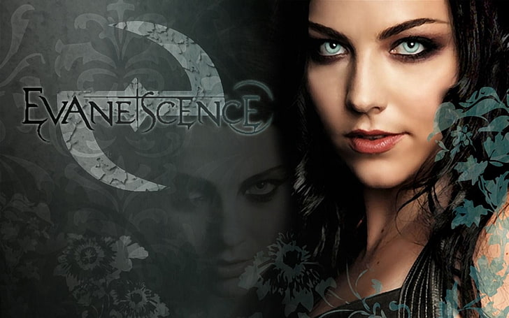 Evanescence wallpaper, letters, face, hair, eyes, women, females