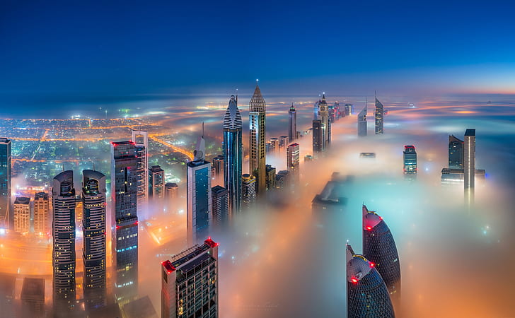 HD wallpaper: Cities, Dubai, Building, City, Fog, Light, Night, Sky,  Skyscraper | Wallpaper Flare