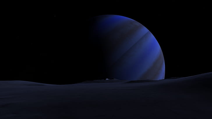 Video Game, Space Engine, Blue, Gas Giant, Moon, Planet