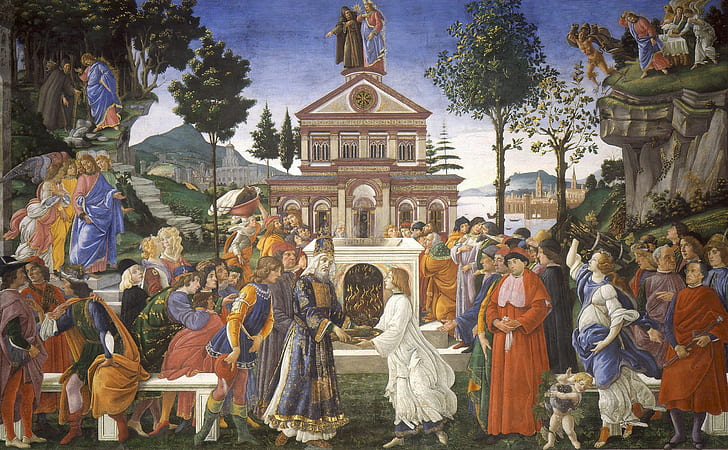 picture, religion, mythology, Sandro Botticelli, The Three Temptations Of Christ