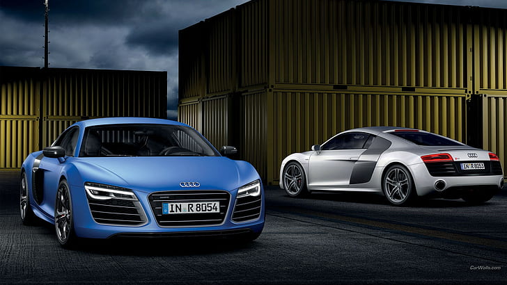 Audi R8, silver cars, blue cars, vehicle, Audi R8 Type 42, Audi R8 V10 Plus, HD wallpaper