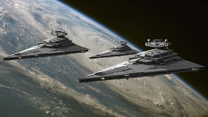 three gray jets, Star Wars, Star Destroyer, water, transportation